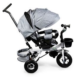 Ecotoys dětská tříkolka s otočným sedadlem a nafukovacími koly Rotage šedá