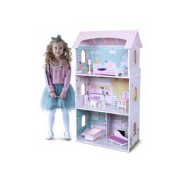 Ecotoys dřevěný třípatrový domeček pro panenky Jahodová