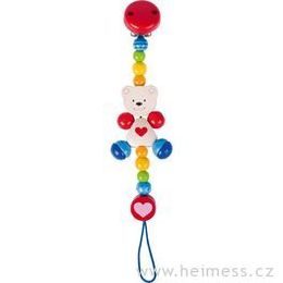 Medvídek se srdíčkem - dřevěná šňůra na dudlík