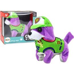 Interaktivní plyšové štěně v zeleném oblečku