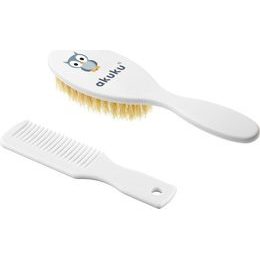 Kartáček a hřebínek s přírodním vlasem Akuku SOVY BÍLÉ