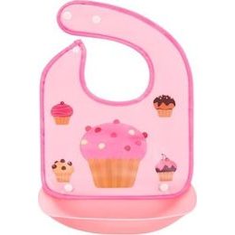 Silikonový bryndáček s kapsičkou Muffin, ružový