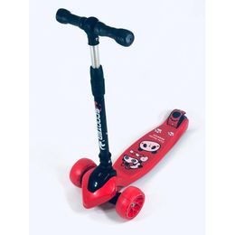 Majlo Toys dětská koloběžka červená Panda se svítícími koly