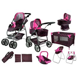 Alice kočárek pro panenky 9v1 černý