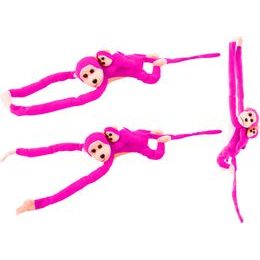 Plyšová opice s miminkem tmavě růžová 90 cm