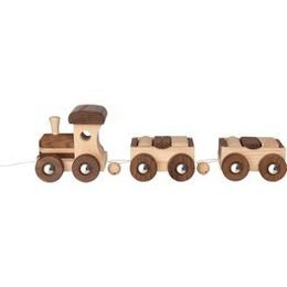 Tahací dřevěný vláček Amsterodam + 10 kostek, 37 cm - Goki nature
