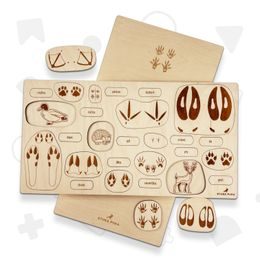 Stopy zvierat - edukatívne drevené puzzle - SLOVENSKÁ VERZIA