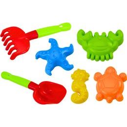 Sada hraček na písek, lopatka, hrábě, formičky, 6 ks