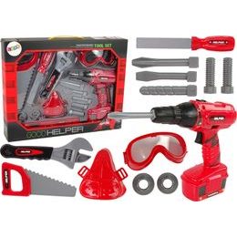 Sada nářadí s ochrannými brýlemi červeno-šedá