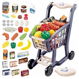 Nákupní vozík s potravinami šedý