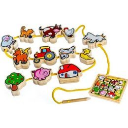 Dřevěná Provlékačka - Moje první zvířátka 12 dílků