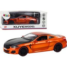Kovový sportovní vůz na setrvačník s otevíratelnými částmi 1:24, oranžový
