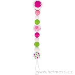 Šňůra na dudlík - růžové slůně