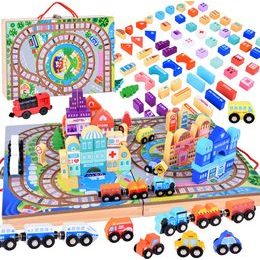 Dřevěná vláčkodráha MĚSTO + kufřík 89 ks