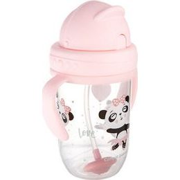Canpol babies Nevylévací hrníček se slámkou a závažím Exotic Panda - růžový, 270 ml