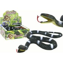 Umělý gumový had černý s bílými pruhy