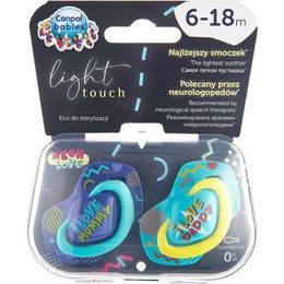 Canpol Babies Canpol Babies 2 ks symetrických silikonových dudlíků, 0-6m, Neon Love Baby, růžovo, žluté