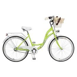 Městské Retro kolo Village 26" limetová + pletený košík