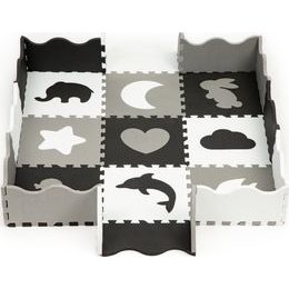 Ecotoys XXL pěnová puzzle hrací deka Happy Gray