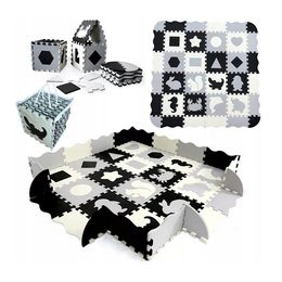 Výuková pěnová podložka Zvířátka 36ks černá