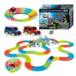 Svítící autodráha 360 ks + 2 led autíčka