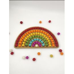 Deska - "duha" - 7 žlábků s duhovými kuličkami
