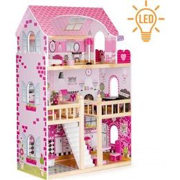 Ecotoys dřevěný domeček pro panenky s LED osvětlením Maryland