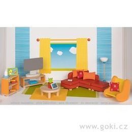 Obývací pokoj - nábytek do domečku pro panenky, 23 díly