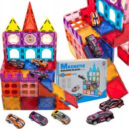 Doris magnetická stavebnice se 6 autíčky Magnetic Blocks 66 dílů