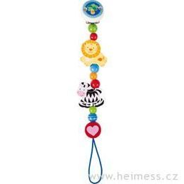 Divoká zvířátka Afrika - šňůra na dudlík ze dřeva