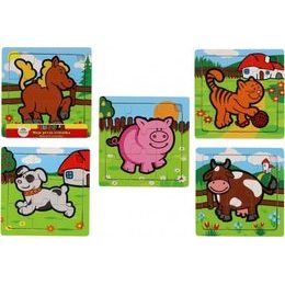 Dřevěné Mini puzzle 9 dílků - Moje první zvířátka pro nejmenší - mix 6 druhů
