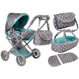 Kočárek pro panenky Alice 9346D kombinovaný šedo-mentolový