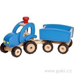 Dřevěné auto traktor s vlečkou, hračka pro kluky
