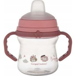 CANPOL babies Hrneček se silikonovým pítkem FirstCup BONJOUR PARIS 150ml růžový