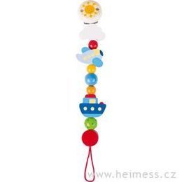 Dopravní prostředky - dřevěná šňůra za dudlík