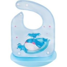 Silikonový bryndáček s kapsičkou Velryba, modrá