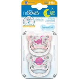 Dr Brown's Ortodontický dudlík Prevent svítící, 2ks, 0-6m, modrý
