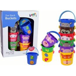 Sada barevných kbelíků se zvířaty do vody