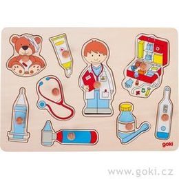 Puzzle s dřevěnými úchytkami Návštěva u doktora, 9 dílů