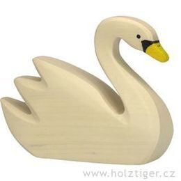 Plovoucí bílá labuť - dřevěné zvířátko