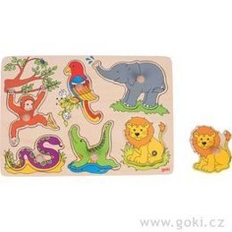 Dřevěné puzzle se zvukem - zvířátka ze ZOO, 6 dílů