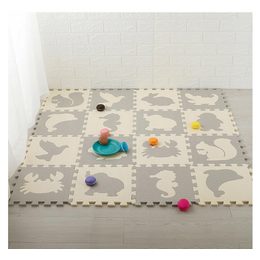 Výuková pěnová podložka Zvířátka 36ks černá