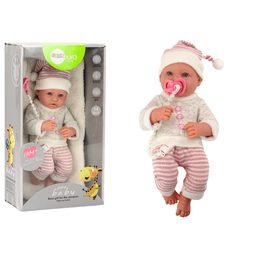 Panenka miminko se sveříkem a pruhovaným oblečením + dudlík růžový