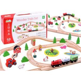 Majlo Toys dřevěná vláčkodráha Wooden Train 50 dílků