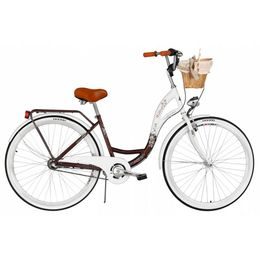 Městské Retro kolo Village 28" bílohnědá + pletený košík