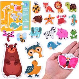 Barevné dvoudílné puzzle 24 zvířat