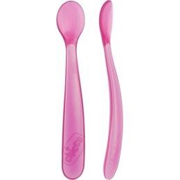Chicco Měkká silikonová lžička, 2ks Růžová