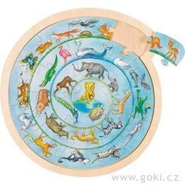 Kulaté puzzle na desce - Zvířátka