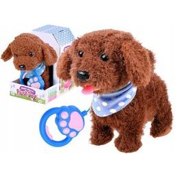 Interaktivní chodící štěně na vodítku hnědé