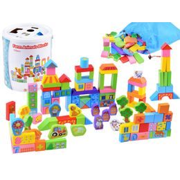 Sada dřevěných kostek se zvířátky 100 ks v kyblíku Farm Animal